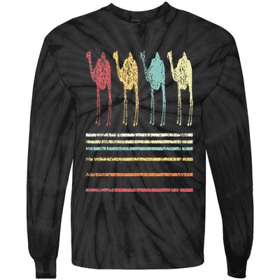 Retro Camel Lover Funny Camel Vintage Tie-Dye Long Sleeve Shirt