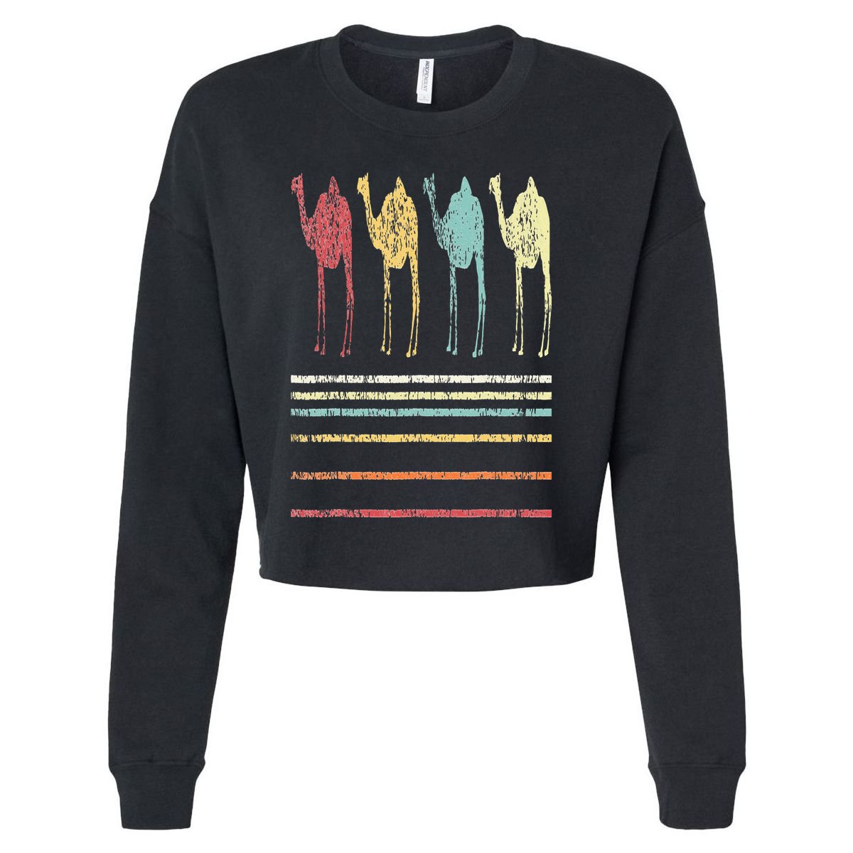 Retro Camel Lover Funny Camel Vintage Cropped Pullover Crew