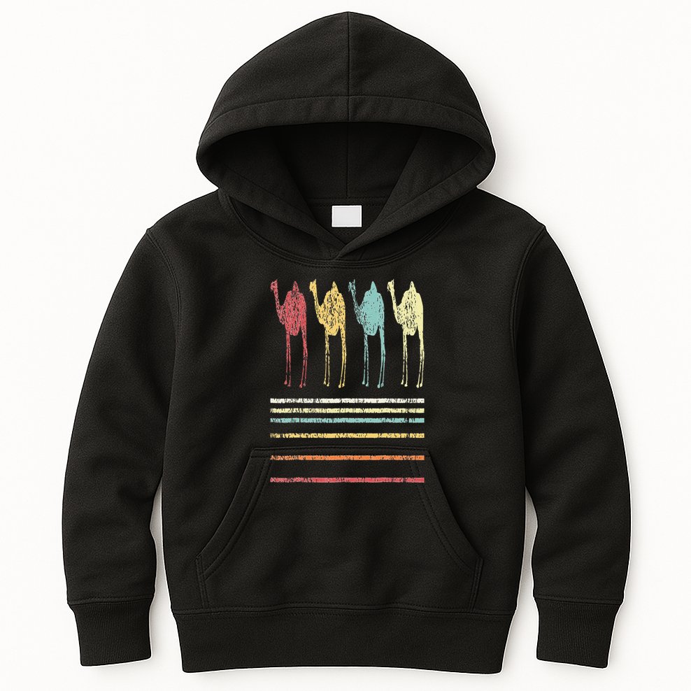 Retro Camel Lover Funny Camel Vintage Kids Hoodie