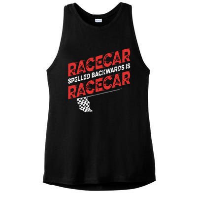 Race Car Lovers Car Racing Apparel Racecar Spelled Backwards Ladies PosiCharge Tri-Blend Wicking Tank