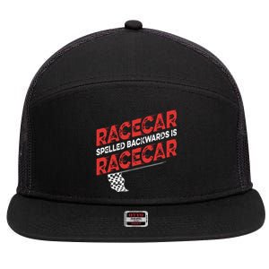 Race Car Lovers Car Racing Apparel Racecar Spelled Backwards 7 Panel Mesh Trucker Snapback Hat