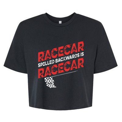 Race Car Lovers Car Racing Apparel Racecar Spelled Backwards Bella+Canvas Jersey Crop Tee