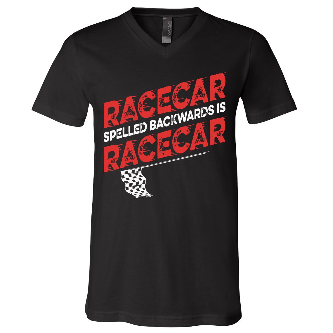 Race Car Lovers Car Racing Apparel Racecar Spelled Backwards V-Neck T-Shirt