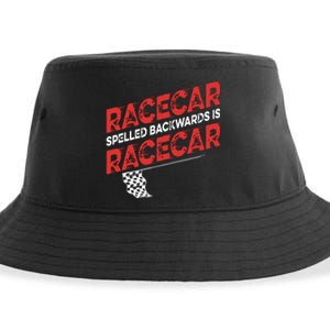 Race Car Lovers Car Racing Apparel Racecar Spelled Backwards Sustainable Bucket Hat