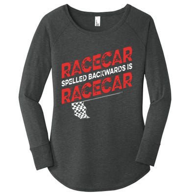 Race Car Lovers Car Racing Apparel Racecar Spelled Backwards Women's Perfect Tri Tunic Long Sleeve Shirt