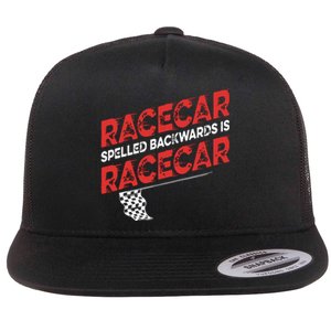 Race Car Lovers Car Racing Apparel Racecar Spelled Backwards Flat Bill Trucker Hat