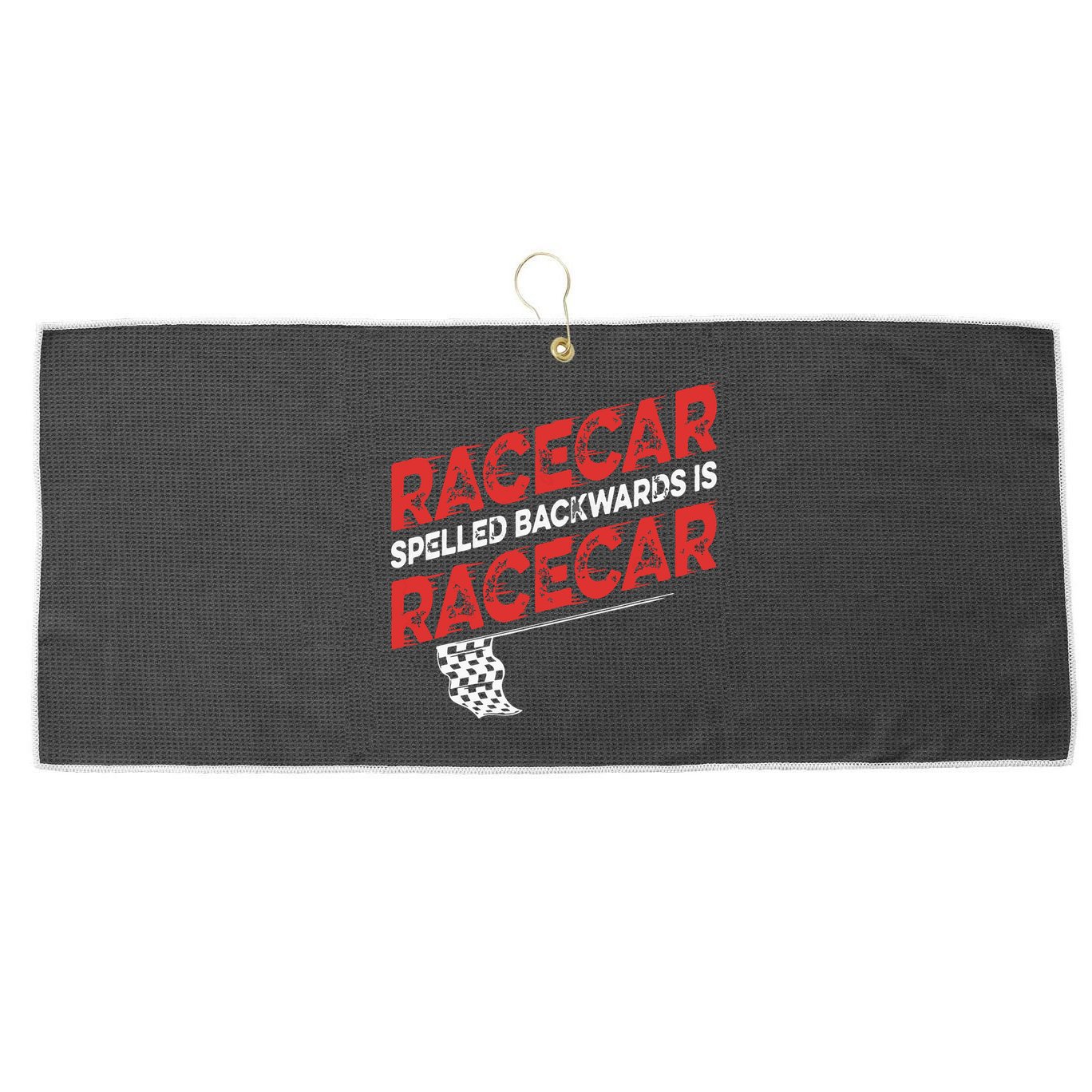 Race Car Lovers Car Racing Apparel Racecar Spelled Backwards Large Microfiber Waffle Golf Towel