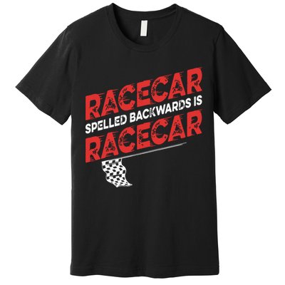 Race Car Lovers Car Racing Apparel Racecar Spelled Backwards Premium T-Shirt