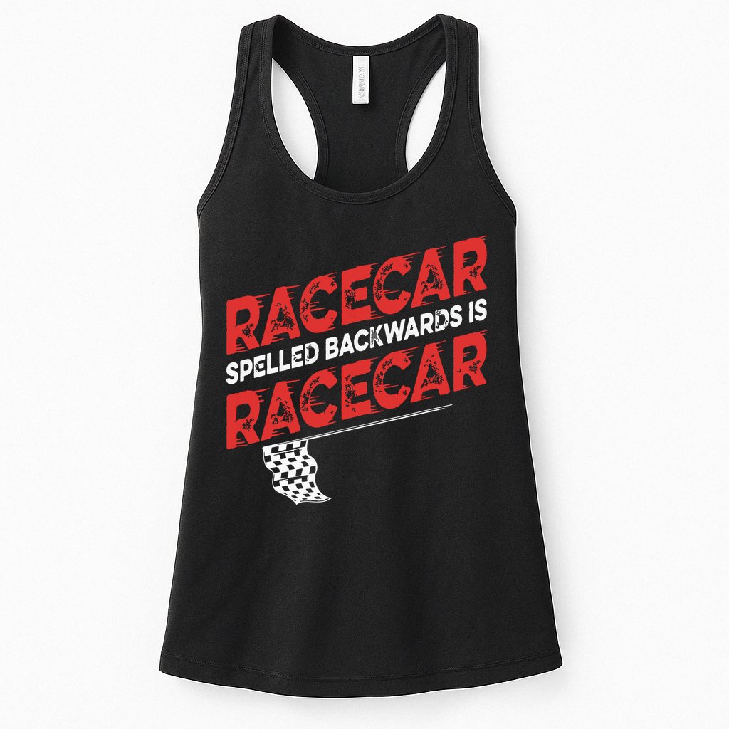 Race Car Lovers Car Racing Apparel Racecar Spelled Backwards Womens Tank Top