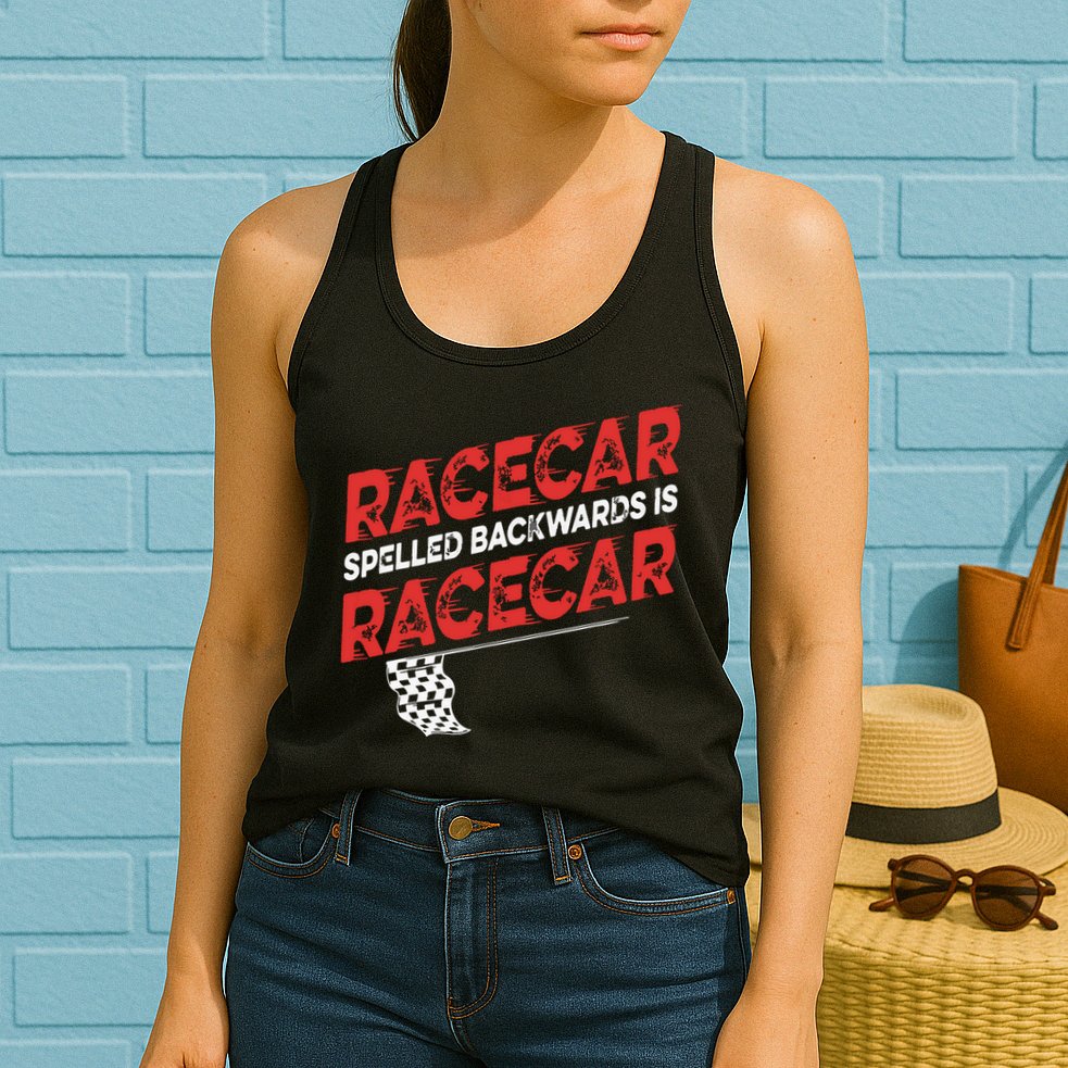 Race Car Lovers Car Racing Apparel Racecar Spelled Backwards Womens Tank Top