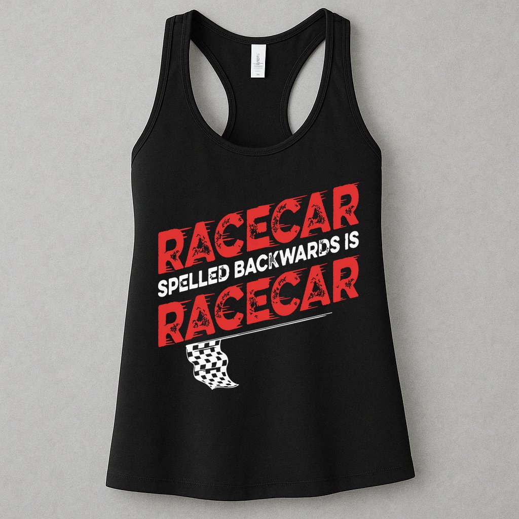 Race Car Lovers Car Racing Apparel Racecar Spelled Backwards Womens Tank Top