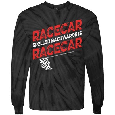 Race Car Lovers Car Racing Apparel Racecar Spelled Backwards Tie-Dye Long Sleeve Shirt