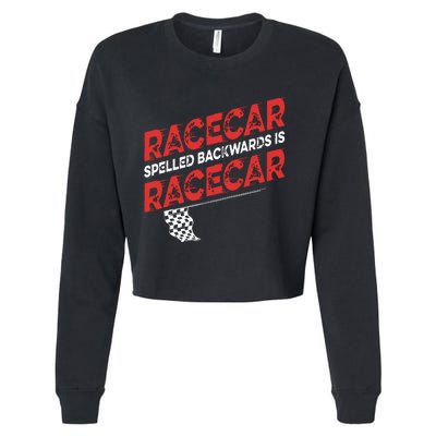 Race Car Lovers Car Racing Apparel Racecar Spelled Backwards Cropped Pullover Crew