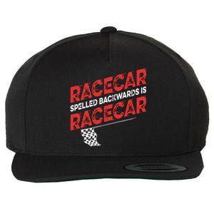 Race Car Lovers Car Racing Apparel Racecar Spelled Backwards Wool Snapback Cap