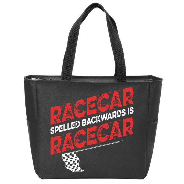 Race Car Lovers Car Racing Apparel Racecar Spelled Backwards Zip Tote Bag