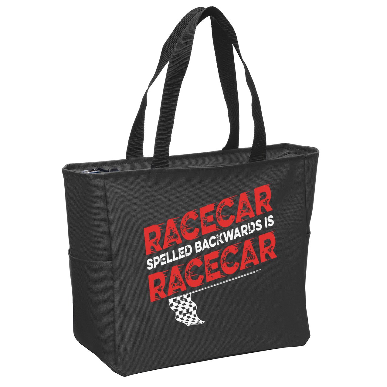 Race Car Lovers Car Racing Apparel Racecar Spelled Backwards Zip Tote Bag