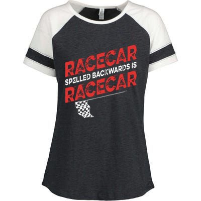 Race Car Lovers Car Racing Apparel Racecar Spelled Backwards Enza Ladies Jersey Colorblock Tee