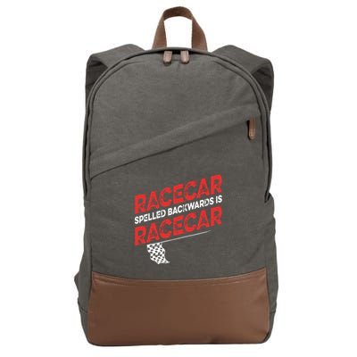 Race Car Lovers Car Racing Apparel Racecar Spelled Backwards Cotton Canvas Backpack