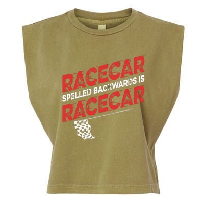 Race Car Lovers Car Racing Apparel Racecar Spelled Backwards Garment-Dyed Women's Muscle Tee