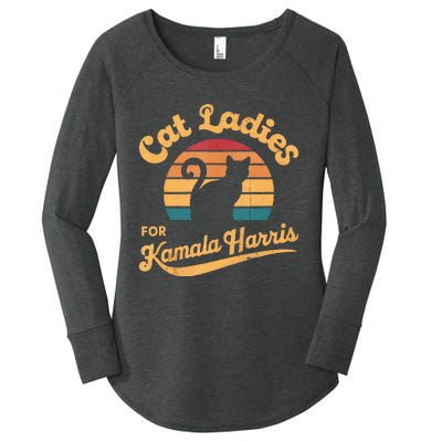 Retro Cat Ladies For Kamala Women's Perfect Tri Tunic Long Sleeve Shirt