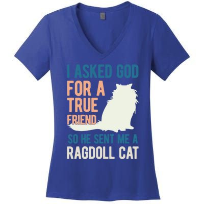 Ragdoll Cat Lover Kitty Kitten Mom Dad Gift Women's V-Neck T-Shirt