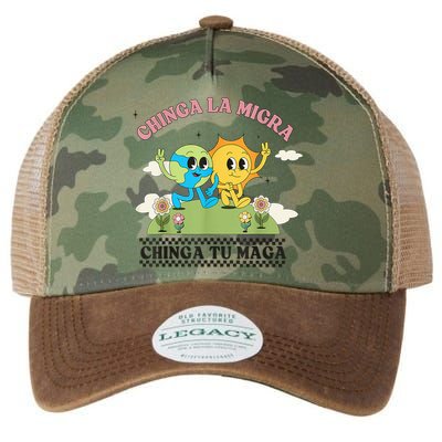Retro Chinga La Migra Chinga Tu Maga Legacy Tie Dye Trucker Hat