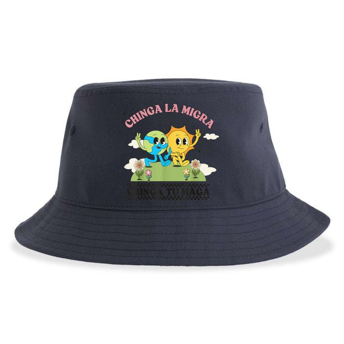 Retro Chinga La Migra Chinga Tu Maga Sustainable Bucket Hat