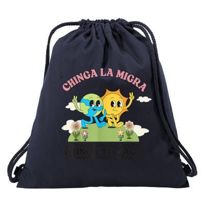 Retro Chinga La Migra Chinga Tu Maga Drawstring Bag