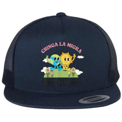 Retro Chinga La Migra Chinga Tu Maga Flatbill Hat