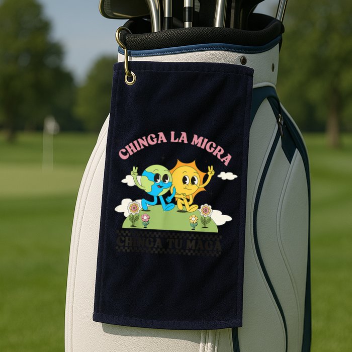 Retro Chinga La Migra Chinga Tu Maga Golf Towel