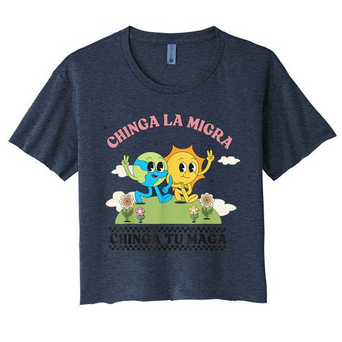 Retro Chinga La Migra Chinga Tu Maga Crop Top