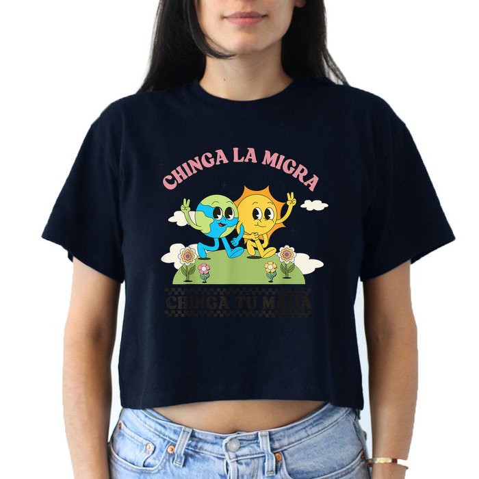 Retro Chinga La Migra Chinga Tu Maga Crop Top