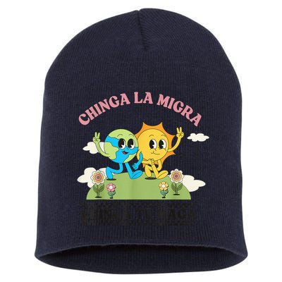 Retro Chinga La Migra Chinga Tu Maga Short Acrylic Beanie