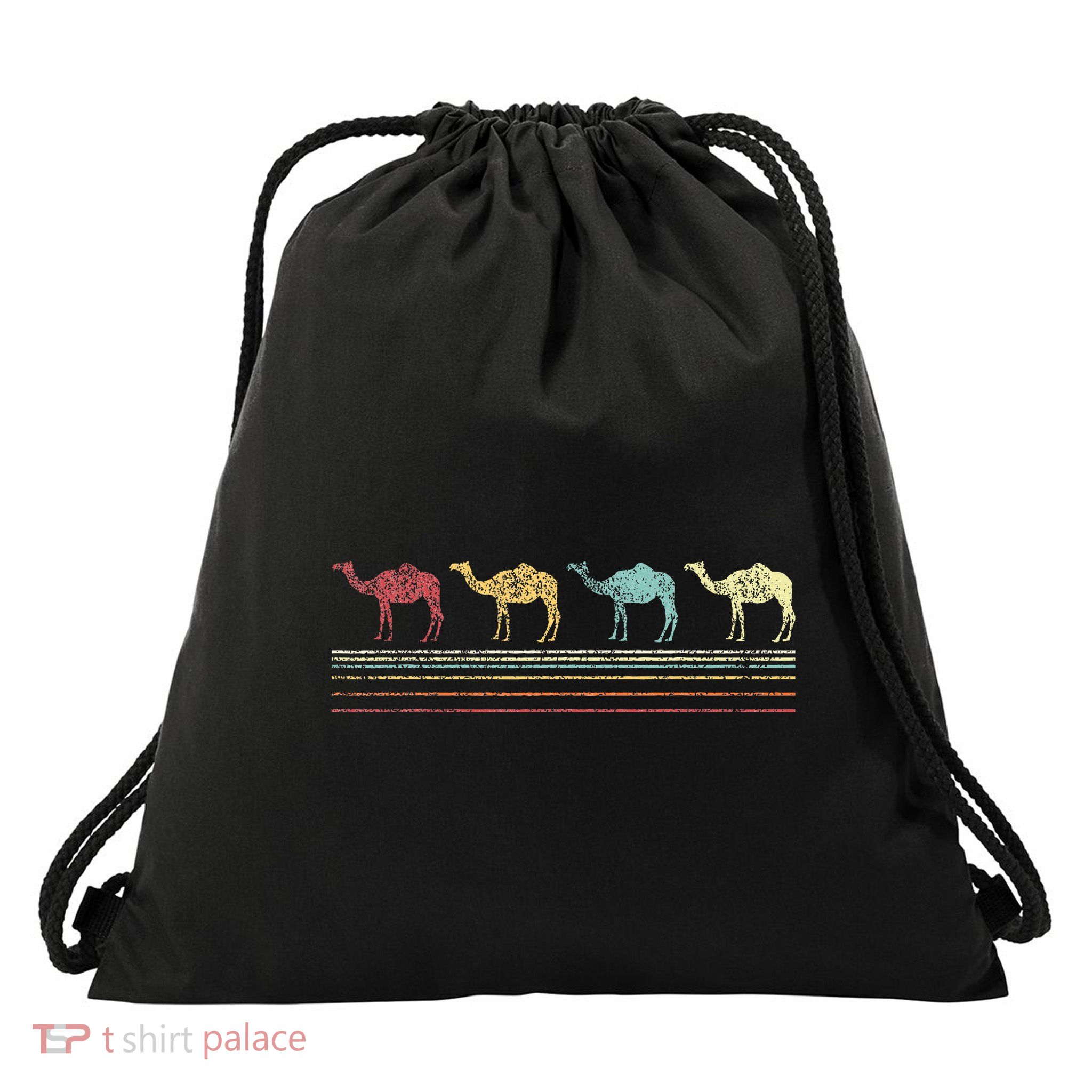 Retro Camel Lover Funny Camel Vintage Drawstring Bag