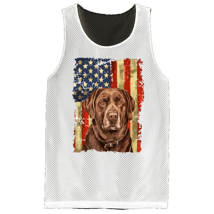 Retro Chocolate Lab With Usa Flag Gift Chocolate Lab Dad Mom Mesh Reversible Basketball Jersey Tank