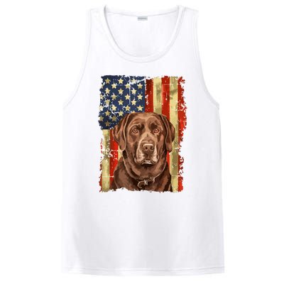 Retro Chocolate Lab With Usa Flag Gift Chocolate Lab Dad Mom PosiCharge Competitor Tank