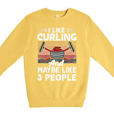 Retro Curling Love Design Curler Winter Ice Sports Curling Gift Premium Crewneck Sweatshirt