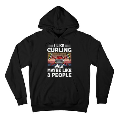 Retro Curling Love Design Curler Winter Ice Sports Curling Gift Hoodie