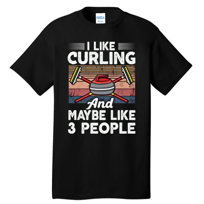 Retro Curling Love Design Curler Winter Ice Sports Curling Gift Tall T-Shirt