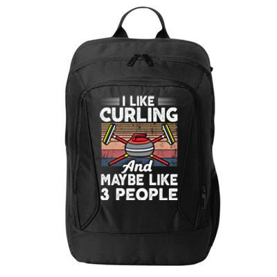 Retro Curling Love Design Curler Winter Ice Sports Curling Gift City Backpack