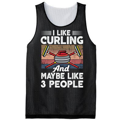 Retro Curling Love Design Curler Winter Ice Sports Curling Gift Mesh Reversible Basketball Jersey Tank