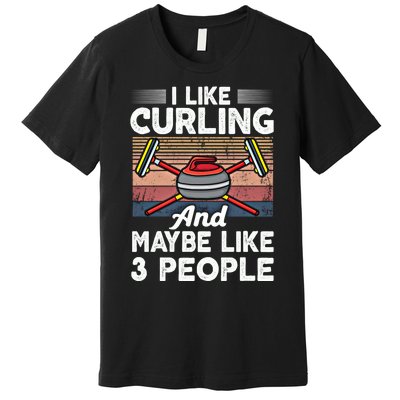 Retro Curling Love Design Curler Winter Ice Sports Curling Gift Premium T-Shirt