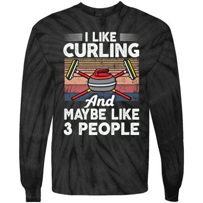 Retro Curling Love Design Curler Winter Ice Sports Curling Gift Tie-Dye Long Sleeve Shirt