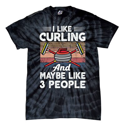 Retro Curling Love Design Curler Winter Ice Sports Curling Gift Tie-Dye T-Shirt