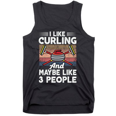 Retro Curling Love Design Curler Winter Ice Sports Curling Gift Tank Top