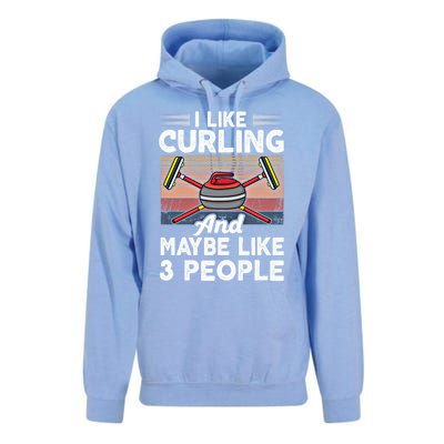 Retro Curling Love Design Curler Winter Ice Sports Curling Gift Unisex Surf Hoodie