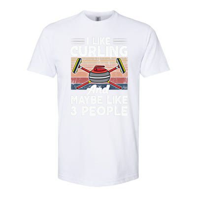 Retro Curling Love Design Curler Winter Ice Sports Curling Gift Softstyle CVC T-Shirt