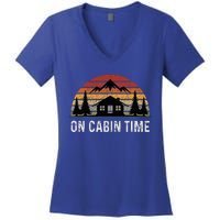 Retro Cabin Life Camping On Cabin Time Women's V-Neck T-Shirt