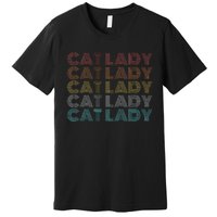 Retro Cat Lady Funny 2024 President Kamala Harris Premium T-Shirt