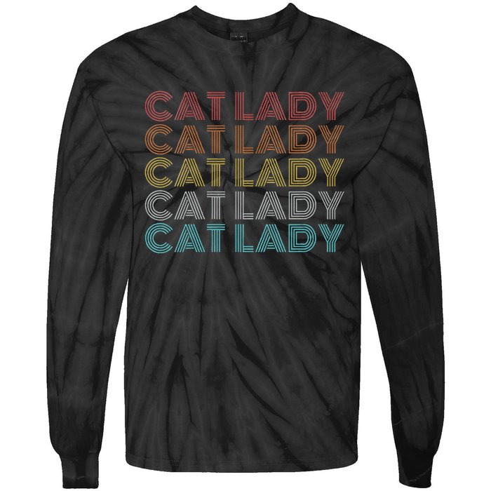 Retro Cat Lady Funny 2024 President Kamala Harris Tie-Dye Long Sleeve Shirt